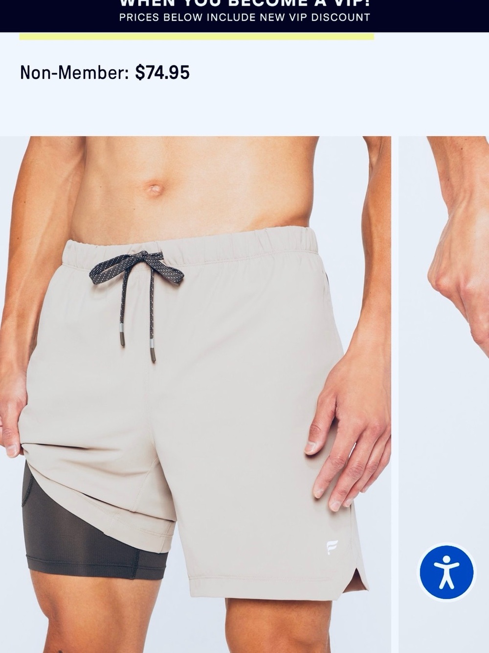Men's Febletics white grey Two-Tone Athletic 2-in-1 Training Shorts